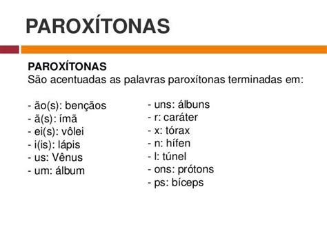 Exemplo De Palavras Oxítonas Paroxítonas E Proparoxítonas Vários Exemplos