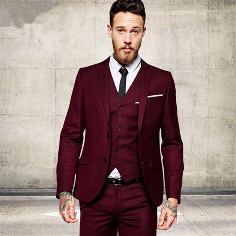 buy men s fashion wine red burgundy men suits slim fit formal tailor made groom
