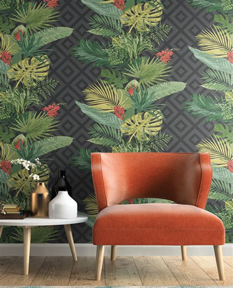 Tropical Oasis Stripe Wallpaper Striped Wallpaper
