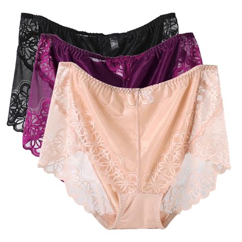 Womens Plus Size Lace Pantieshigh Rise Hollow Lingerie Underwear Panties For Women Breathable