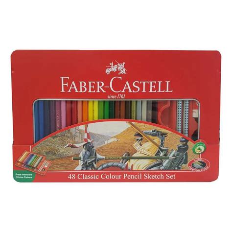 Faber Castell Classic Colours Pencil Tin 48 Pack Multicoloured