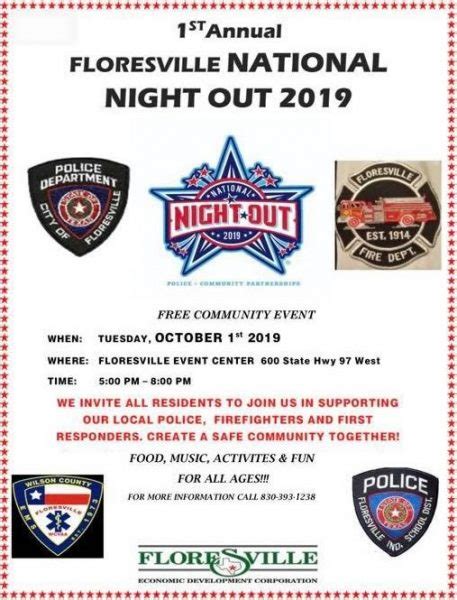 National Night Out October 1 2019 City Of Floresville