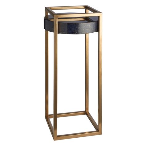 shadow side table tall slim table with parchment top with liquid metal frame for sale at 1stdibs