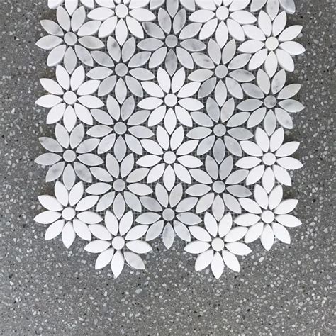 Carrara Thassos Daisy Mosaics Daisy Flowers Marblemosaics