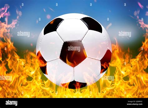 Soccer Ball And Flames Stock Photo Alamy