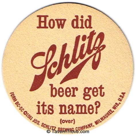 Item 1486 1961 Schlitz Beer Coaster Wi Sch 91