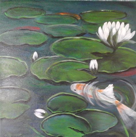 Das malen mit acryl kann probleme bereiten, muss es aber nicht. weißer Koi - Fisch, Modern art, Farben, Wasser von Karin ...