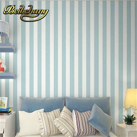 Beibehang Papel De Parede Sky Blue And White Stripe Wallpaper Roll
