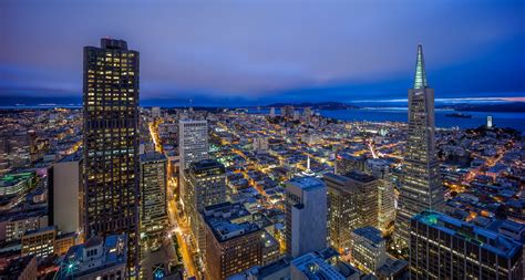 San Francisco California Night City Panorama