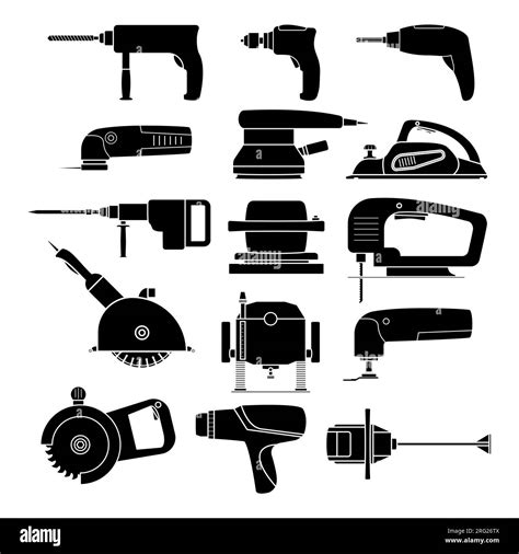 Set Of Electric Power Tools Vector Illustration Construction