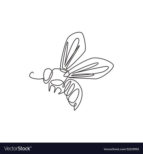 One Single Line Drawing Of Cute Bee For Company Logo Identity Honeybee Farm Icon Concept From