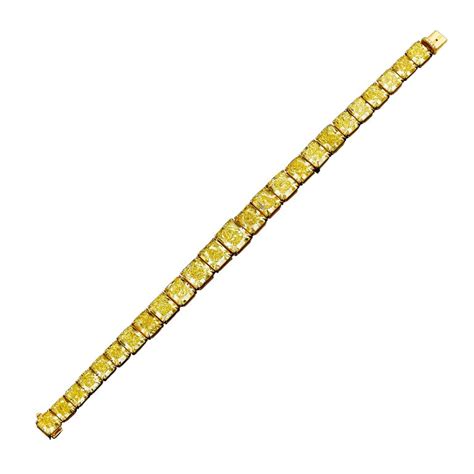 Natural Fancy Vivid Yellow Diamond Bracelet 5566 Carats At 1stdibs