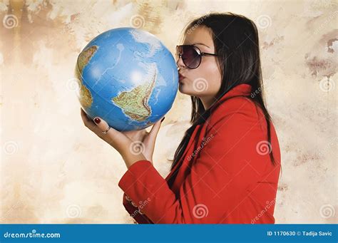 женщина глобуса стоковое фото изображение насчитывающей дело 1170630
