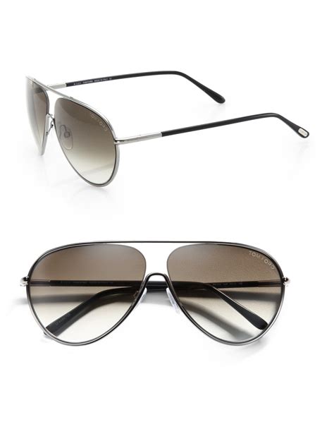Tom Ford Floating Lens Metal Aviator Sunglasses In Silver Lyst