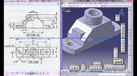 Catia V5 Tutorialhow To Read And Create 3d Models From 2d Drawings P2