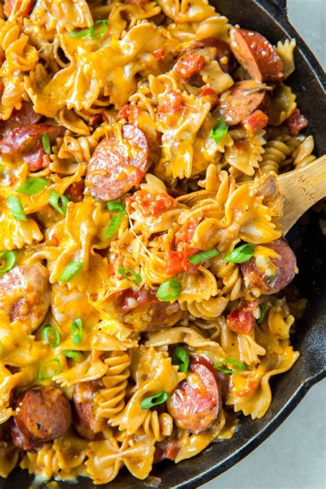 I just had to share it! One Pan Cheesy Smoked Sausage Pasta Recipe ...