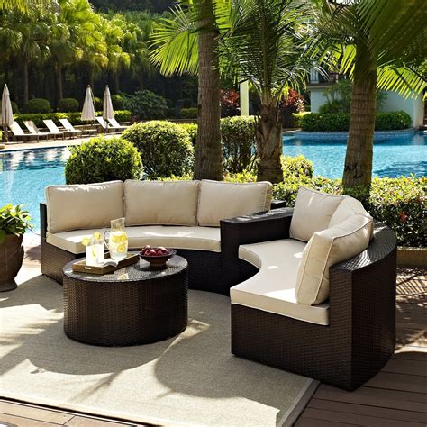 Crosley Catalina 4 Piece Outdoor Wicker Curved Conversation Set