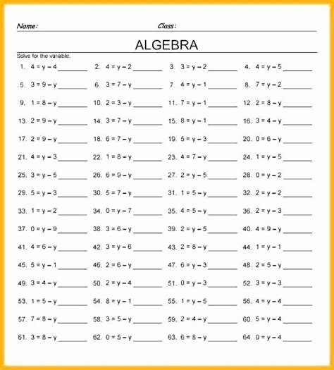 9th Grade Algebra Worksheets
