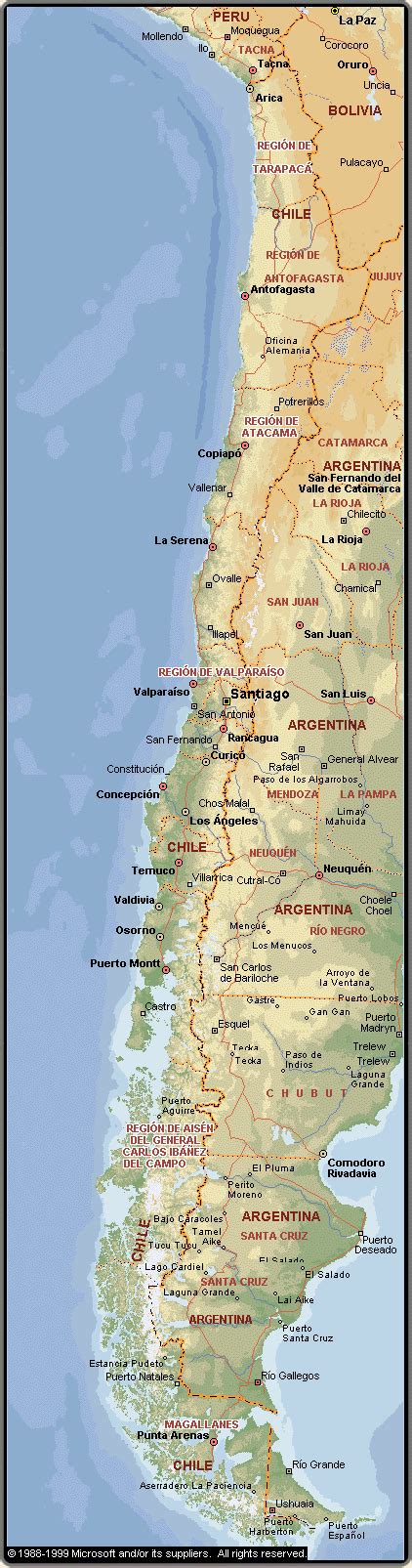 Chile Major Cities Map