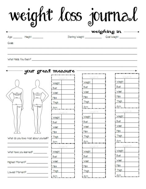 It gives a more accurate picture regarding fat loss than a scale does. 7 Best Images of Free Printable Weight Watchers Journal ...