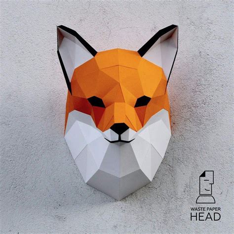 02 Papercraft Fox Head Printable Digital Template Etsy Fox Head