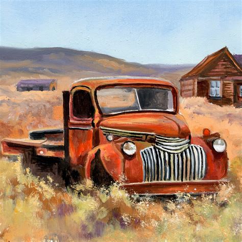 Old Truck Wall Art Original Painting Rusted Old Pickup Truck Etsy