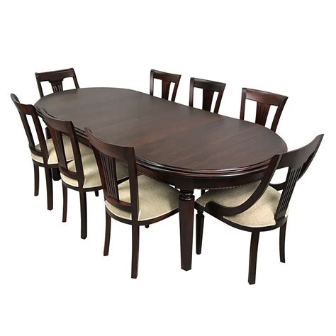 Solid Mahogany Wood Oval Extension Dining Set 25m Table 8 Chairs