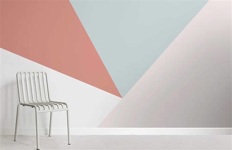 Soft Pastel Oversized Geometric Wall Mural Room Pink Geometric
