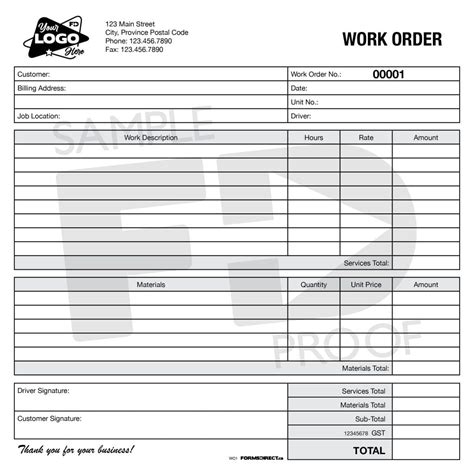 Work Order Wo1 Custom Form Template Forms Direct