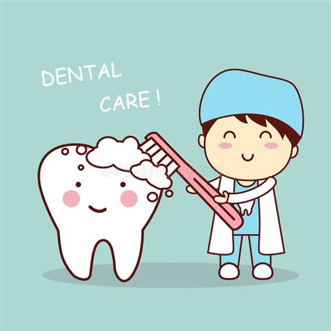 Cute Cartoon Dentist Brush Tooth Stock Vector