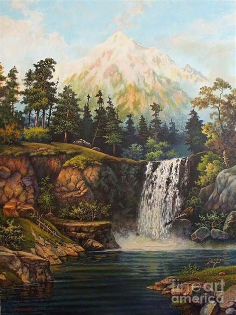 Mountain Falls Painting By John Hudson Hawke