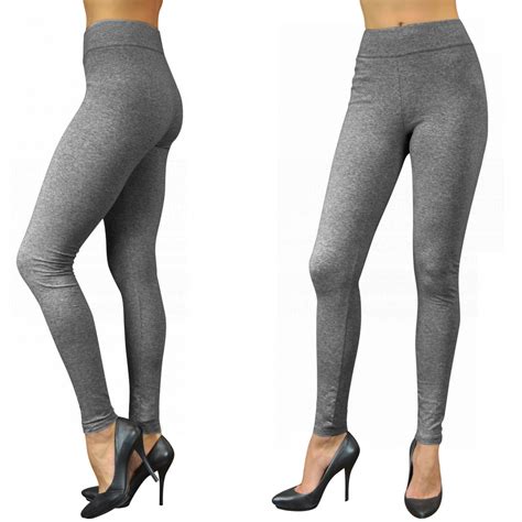 Womens Basic Cotton Full Length Leggings Spandex Pants Yoga Slim Sizes