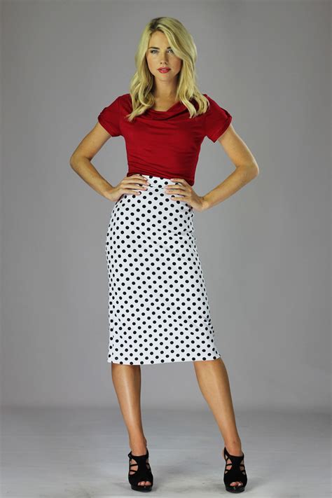 Modest Skirts In Whiteblack Polka Dot