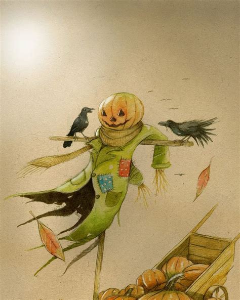 Spooky Halloween Illustration Scarecrow Halloween Art