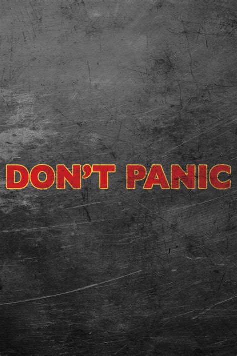 The hitchhiker's guide thumb and don't panic on top of the background with the cosmic beings facing each other. Miscellaneous - Don't Panic - iPad iPhone HD Wallpaper Free