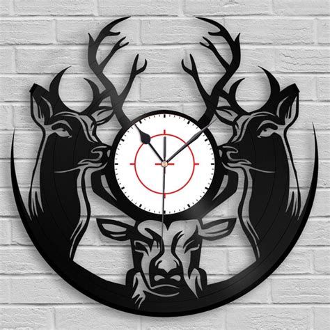 Woodland Deer Hunter Clock Hunting T Deer Head Deer