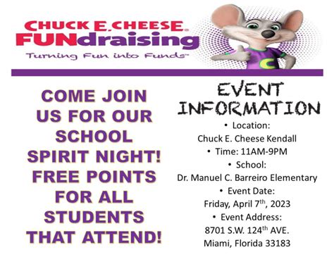 Chuck E Cheese Fundraiser Mcbe