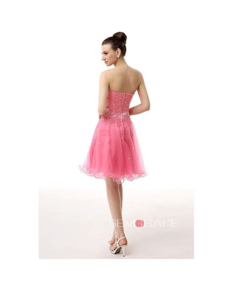 A Line Sweetheart Short Tulle Prom Dress With Beading Yh0012 109