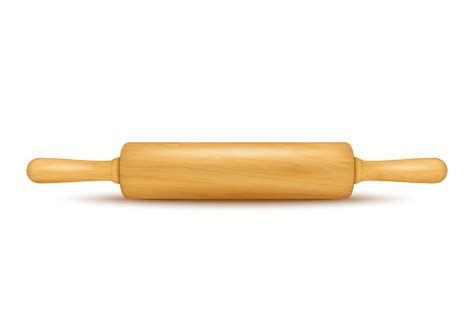Vector Realistic 3d Wooden Rolling Pin Icon Closeup