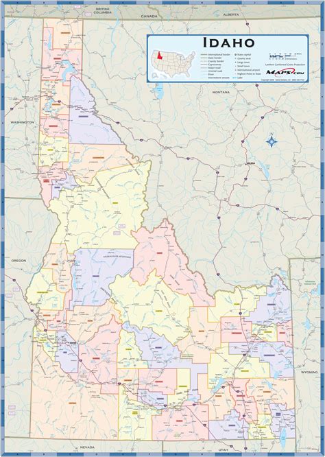 Idaho Counties Wall Map By Mapsales