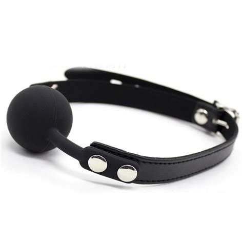 silicone ball gag oral fixation pu leather mouth gag bondage restraints sex toys for couples