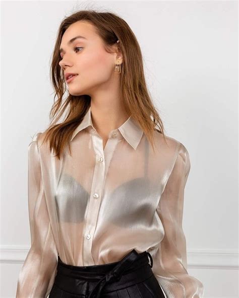 Pin by Ömer Şumnu on Transparente Blusen Sheer blouse outfit Satin