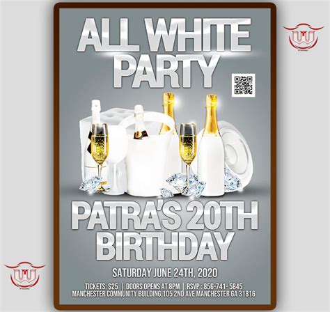 All White Party Invitation Flyer White Flyer White Birthday Etsy