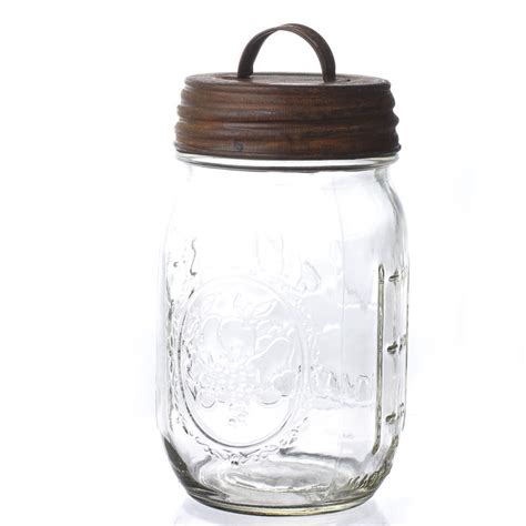 Harvest Collection Glass Pint Jar With Rusty Lid Decorative Plates