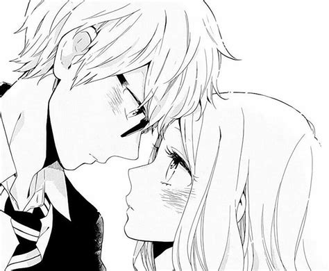 An Anime Couple Kissing Each Other With Their Heads Close To One