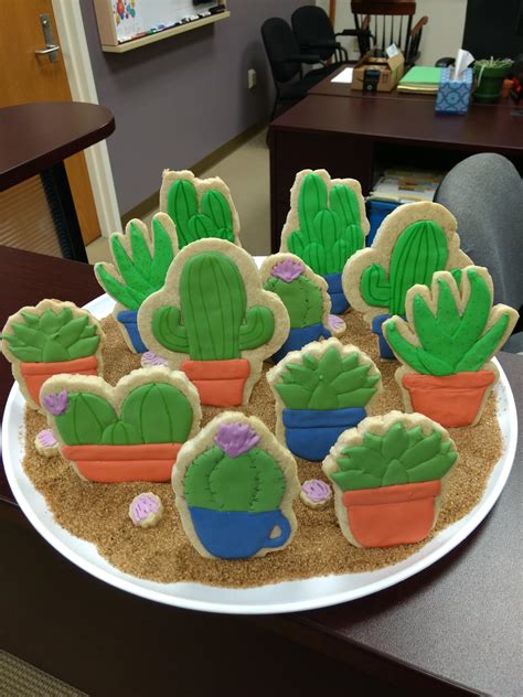 Handcut Standing Cactus Cookies For A Birthday Celebration R
