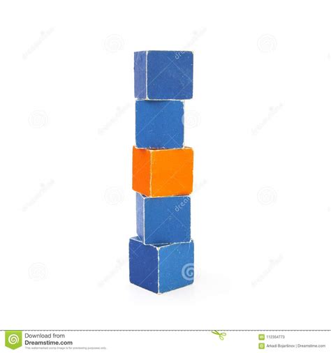 Cubes Tower Isolated On White Stock Image Image Of Design Blue