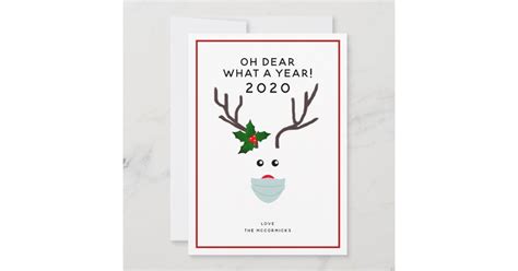 funny christmas 2020 reindeer wearing face mask holiday card