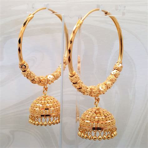 Gold Jewellery Earrings Jhumka Hoop Earrings