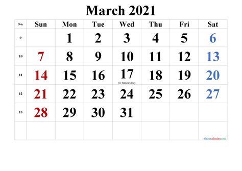 Editable March 2021 Calendar Printable Calendar 2021